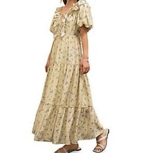 ANTHROPOLOGIE Floral Yellow Maxi Dress